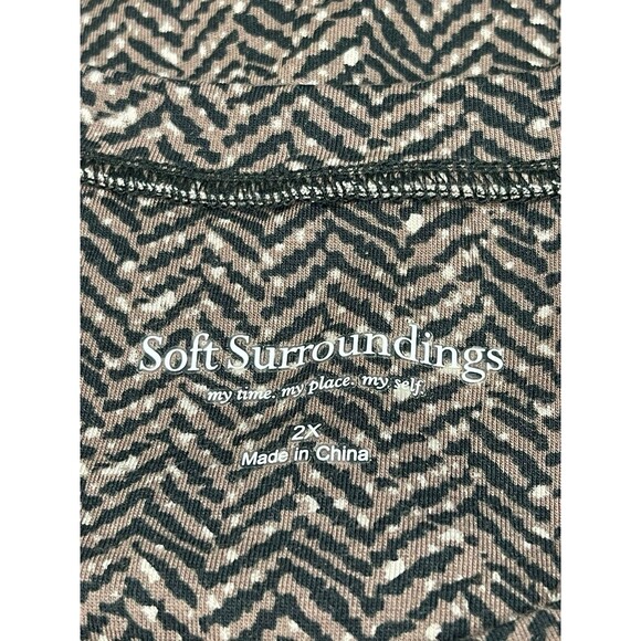 Soft Surroundings 2X Herringbone Print Long Sleeve Top Velvet Embroidered Collar - Picture 6 of 13